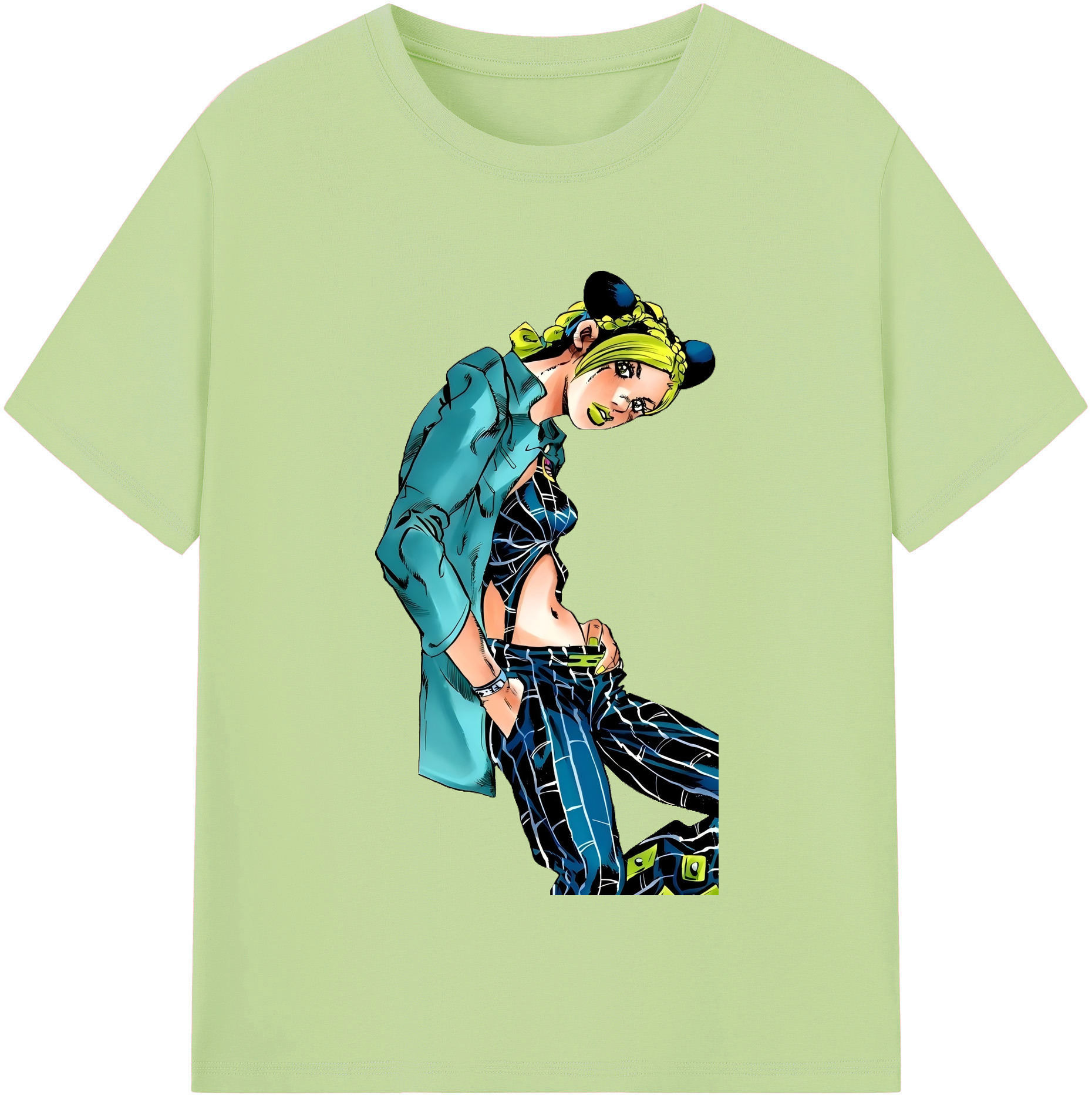 （画像用） "ジョジョの奇妙な冒険 くうじょう ジョリーン JoJo's Bizarre Adventure Jolyne Cujoh " 綿100％半袖Tシャツ（フロントプリント）